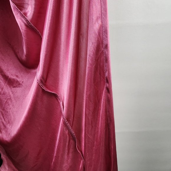 Vintage Soft Touch Night Wear Silky Satin Lace Robe Short Flutter Sleeve Belt - Picture 8 of 9